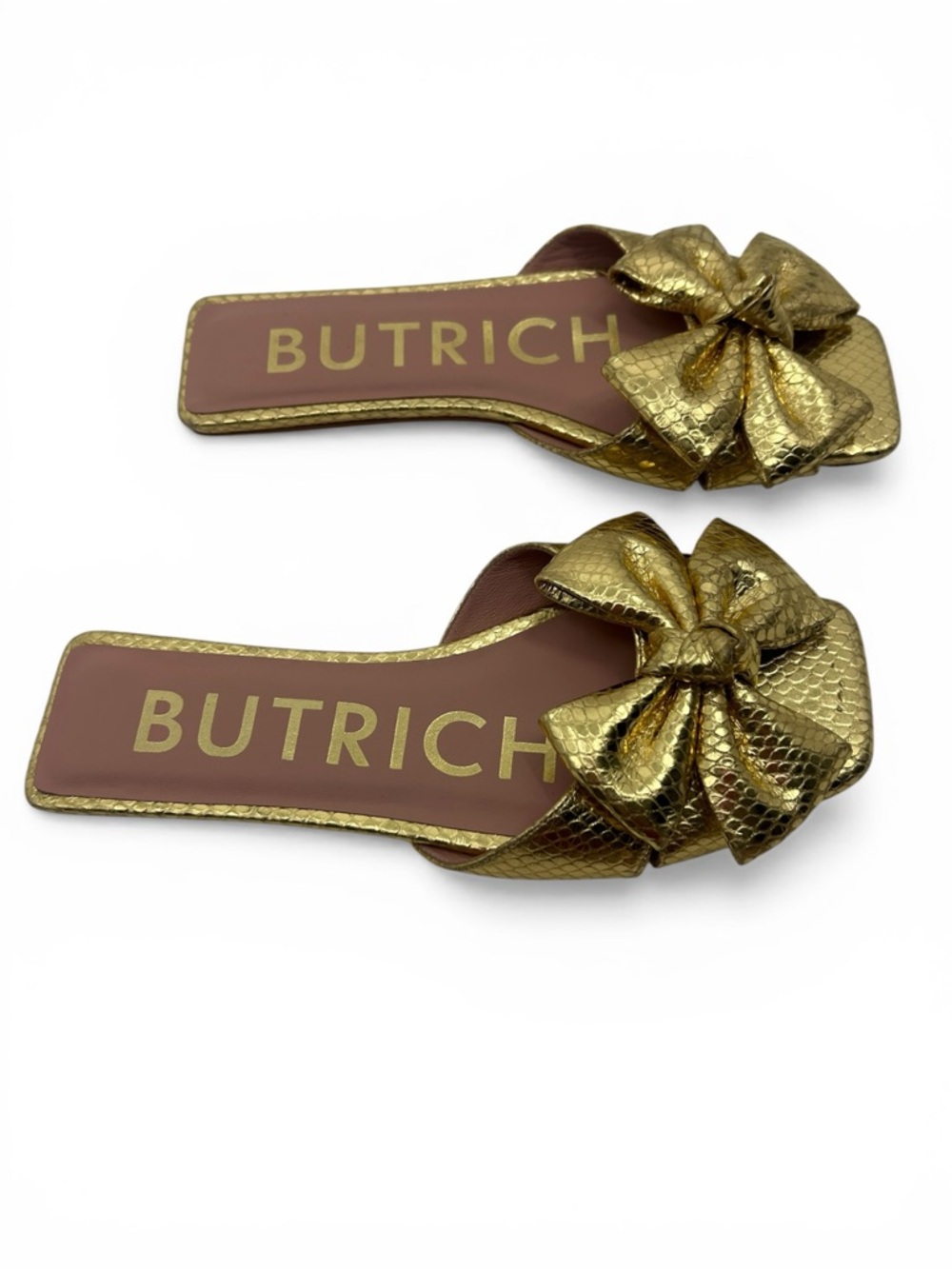 Butrich Alina Gold Bow Slide Sandals - Picture 2 of 4